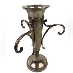 VTG International Silver Co Silverplated Vase Pedestal Vase Three Curling Arms